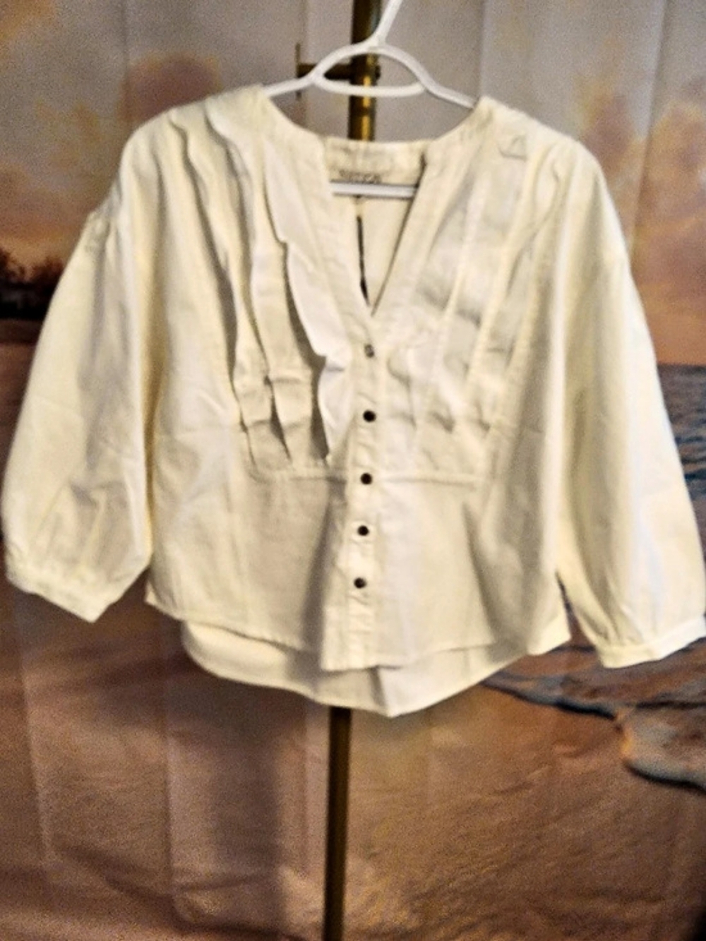 Nation Los Angeles Button-Front Blouse in White Size XS NWT